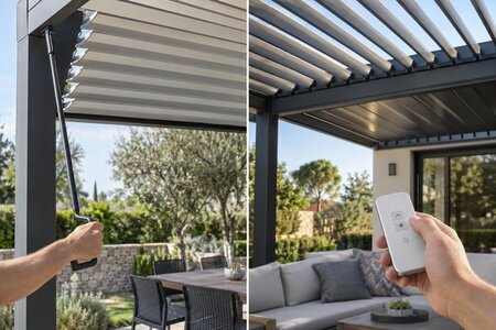 Pergola-Lamellen händisch oder mit Motor bedienen?