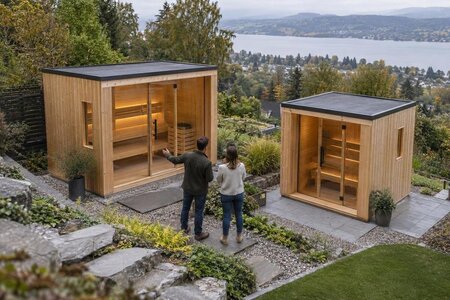 Rechteckige Gartensauna kaufen: Grundrisse vergleichen