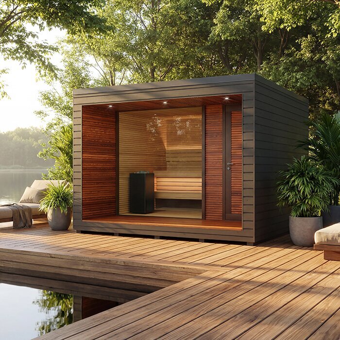 Elegante Sauna mit Terrasse