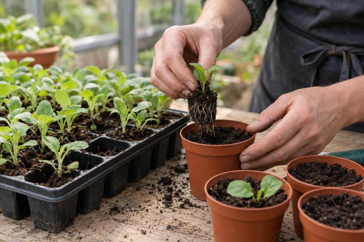 Pricking Out Seedlings at the Right Stage for Larger Pots