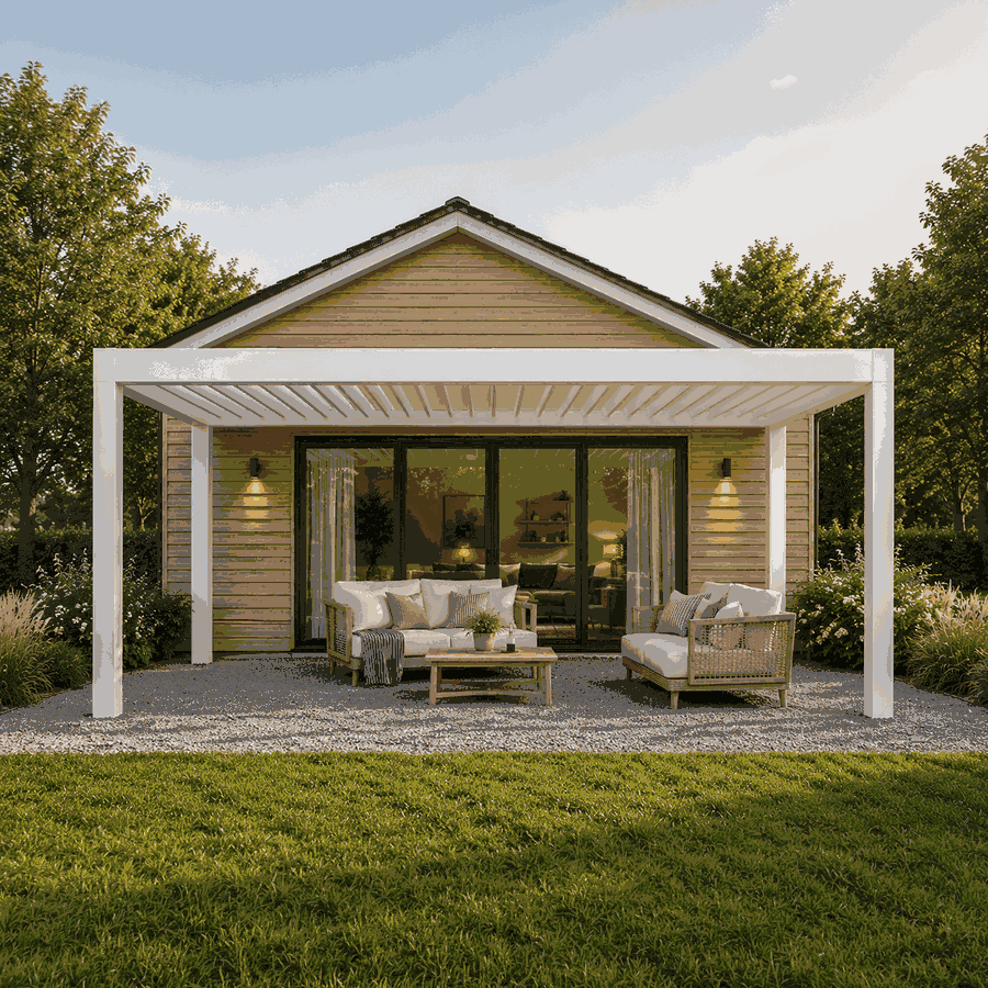 Vrijstaande bioklimatische pergola met geïntegreerde elektrische bediening