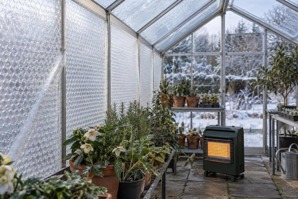 Helpt noppenfolie in een glazen serre tegen warmteverlies?