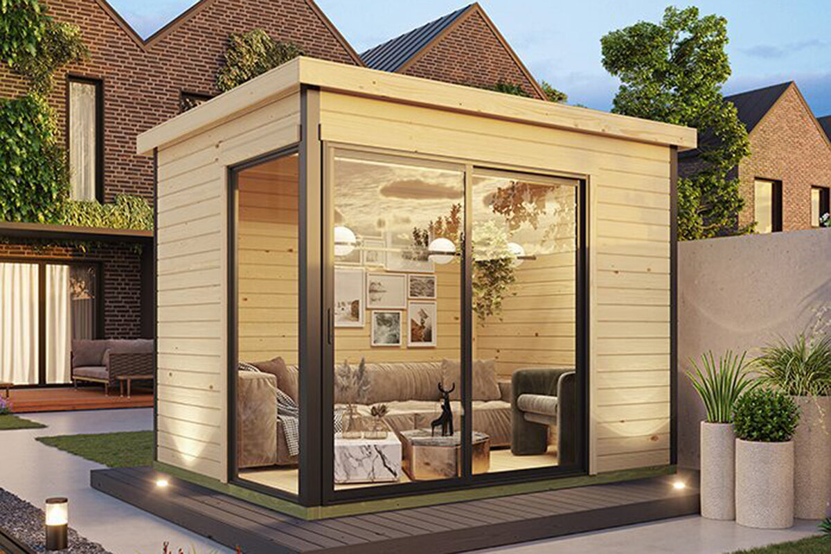 Compact houten garden house voor België: Bloomcabin Modano 1