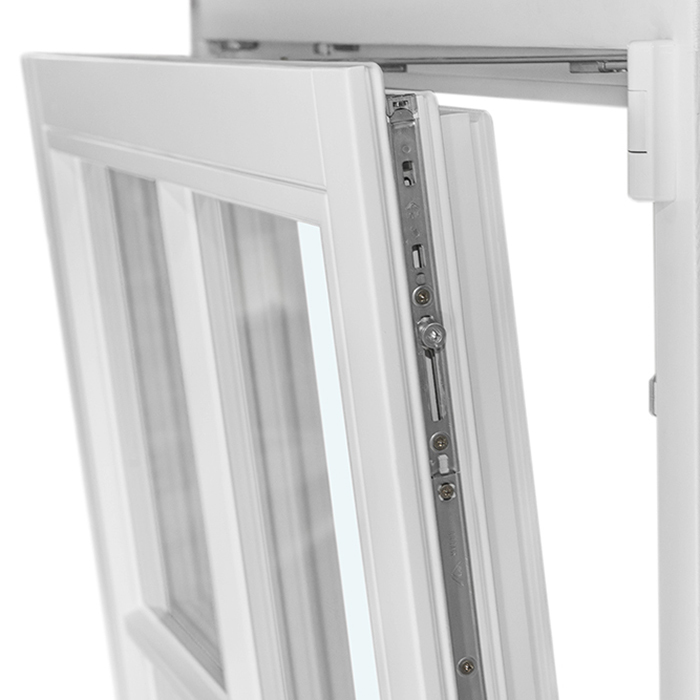 Zweiflügelige Fenstergestaltung mit nach innen öffnenden Flügeln