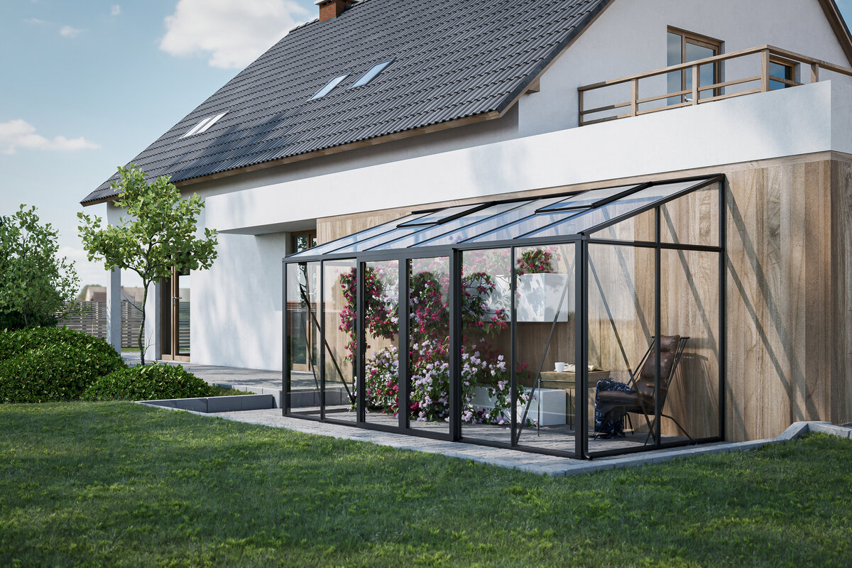 Aluminium-Wandgewächshaus Schweiz – platzsparend, robust & modern