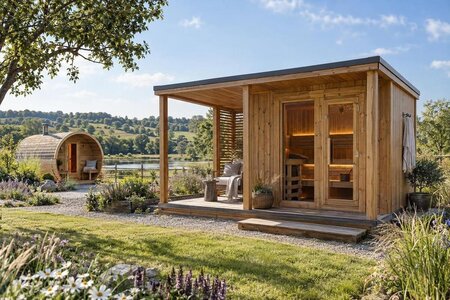 Sauna mit überdachtem Eingang oder Terrasse kaufen: Darauf kommt es an