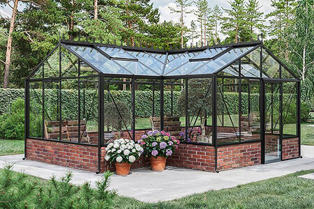 Bloomcabin T-Modell Gewächshaus zur Wandmontage – Luxus-Orangerie aus Aluminium für Schweizer Häuser | Bis -45 % & Gratis-Lieferung Schweiz