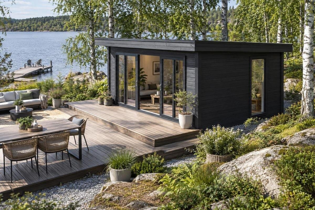 So verbinden Sie Ihr Gartenhaus mit einer Terrasse oder einem Holzdeck