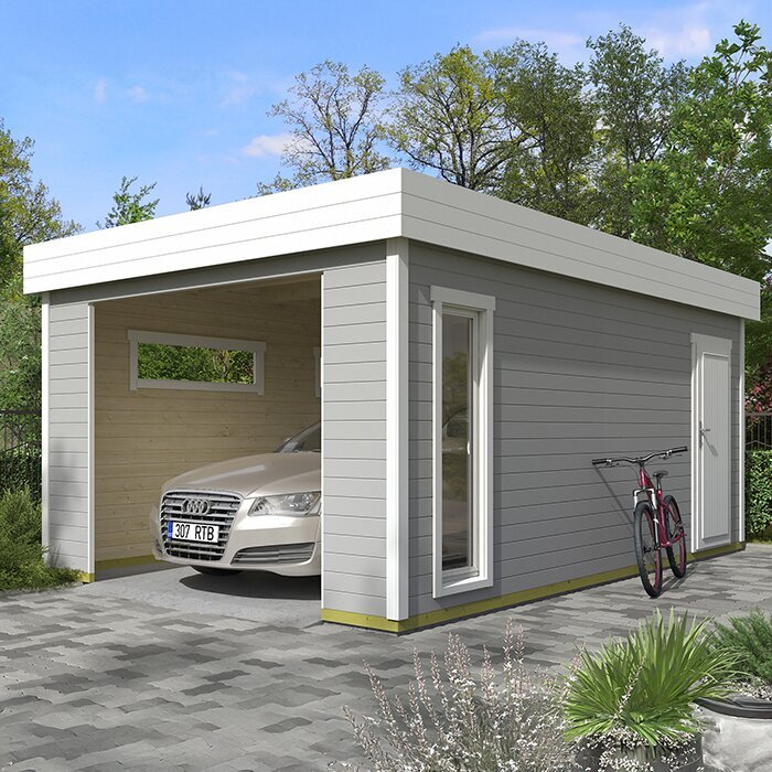 Massivholz-Garage – langlebig & modern