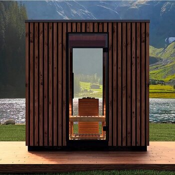 Moderne Sauna aus Thermoholz – Sana