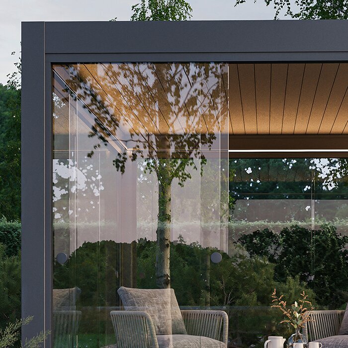 Bioklimatická hliníková pergola Bloomcabin hliníková lamelová konstrukce Česko
