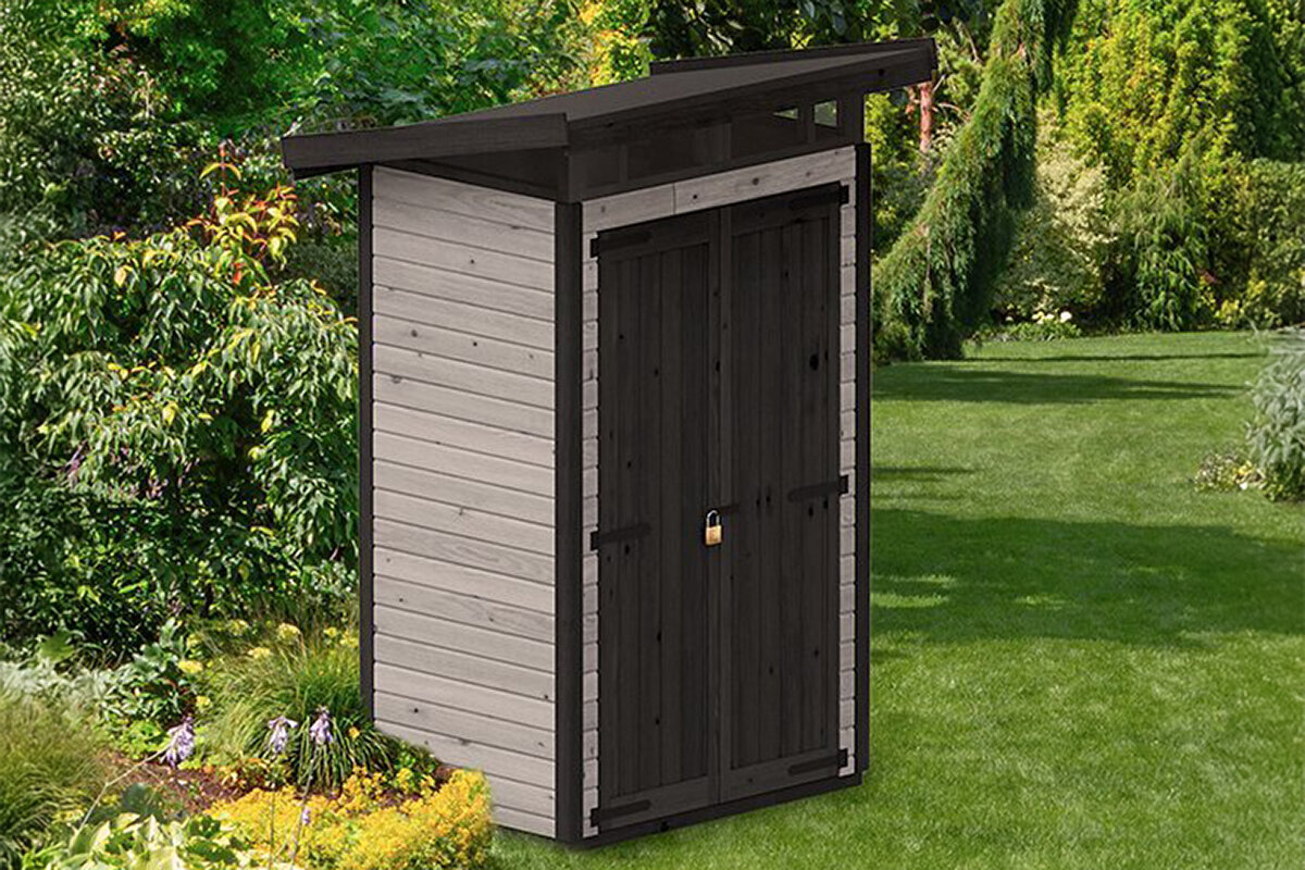 Holz Gartenhaus S kaufen – hochwertiger, kompakter Geräteschuppen aus Holz mit nordischem Design & fairem Preis von Bloomcabin Deutschland