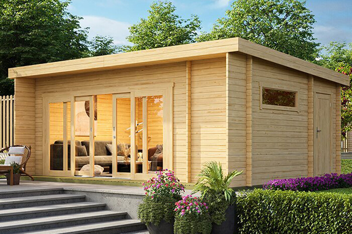 Durano – großzügiges holz gartenhaus un gartenhaus mit Glas-Schiebetüren