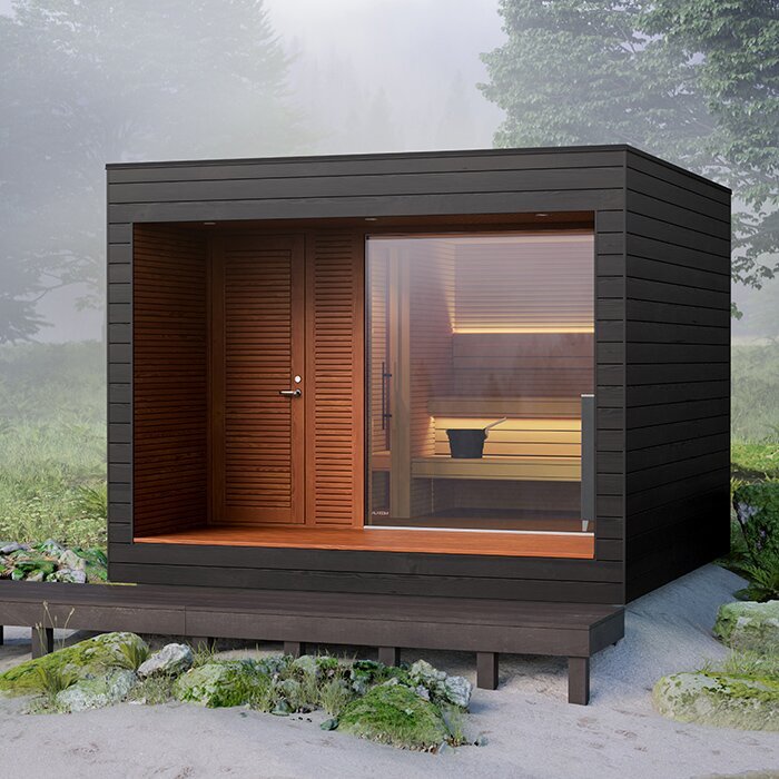 Elegante Sauna mit Terrasse