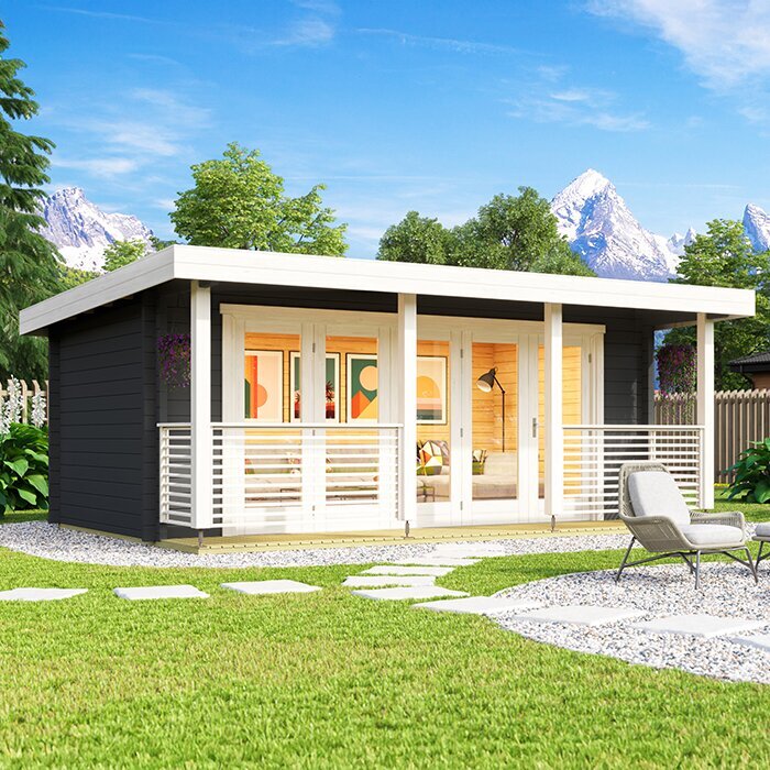 Orello – Modernes Gartenhaus mit Panoramafalttüren aus Massivholz