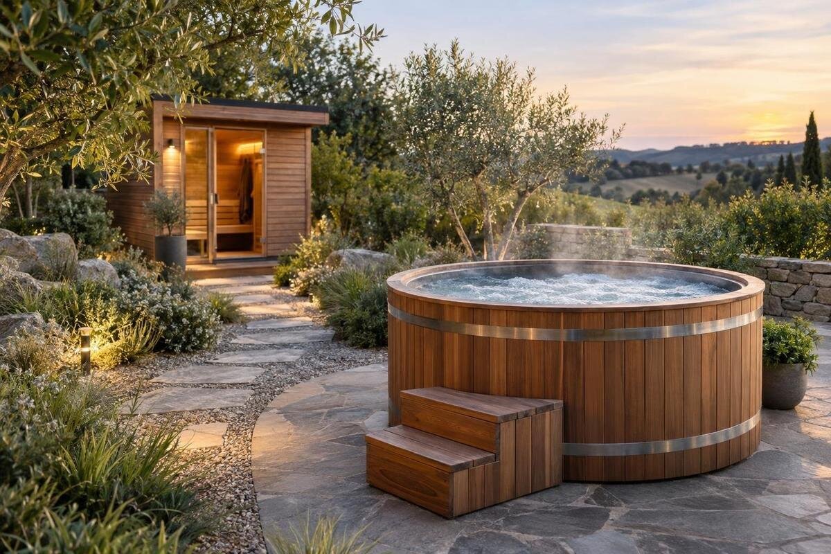 Cómo combinar una sauna y una bañera de hidromasaje en el jardín
