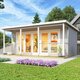 Orello – Caseta de jardín moderna de madera maciza con puertas plegables panorámicas