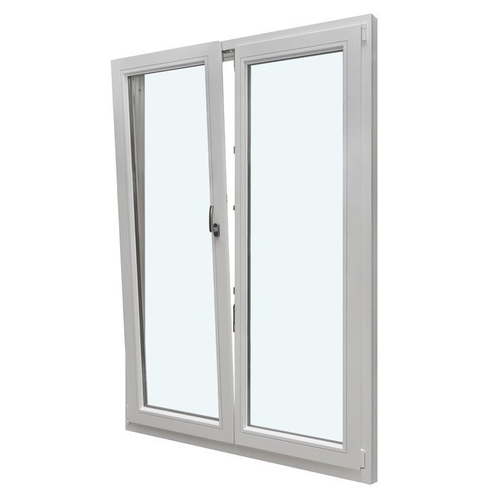 Détail d’une porte-fenêtre à deux vantaux ouvrant vers l’intérieur