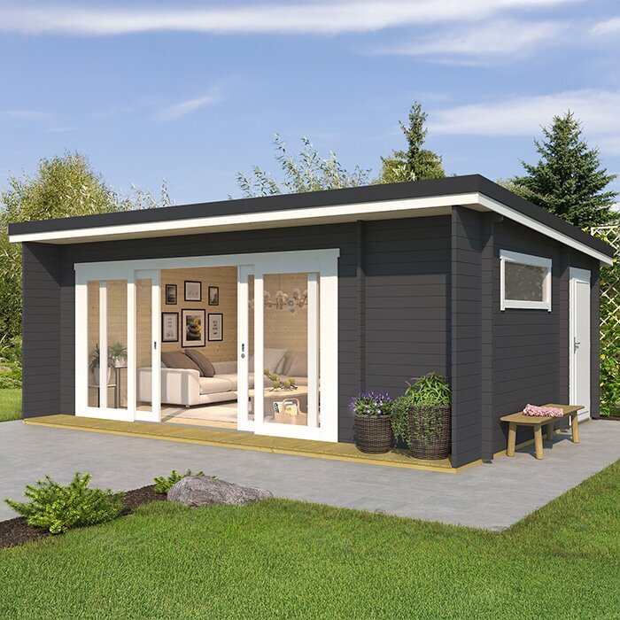 Durano – Spacieuse maison de jardin en bois avec portes vitrées coulissantes