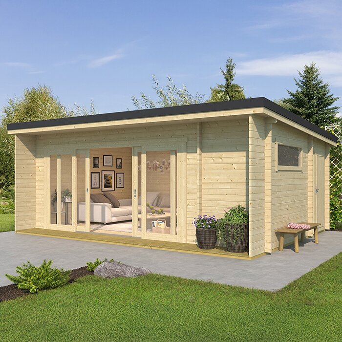 Durano – Spacieuse maison de jardin en bois avec portes vitrées coulissantes