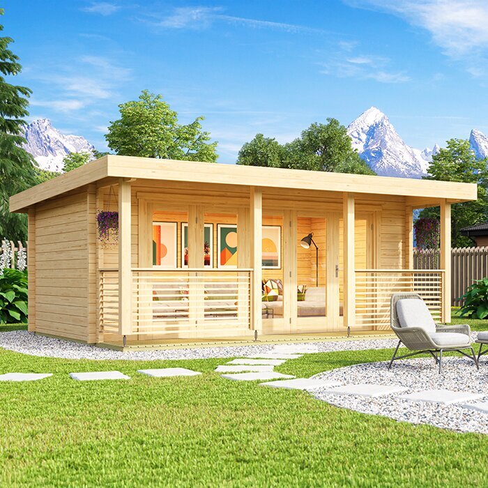 Orello – Maison de jardin moderne en bois avec portes pliantes panoramiques