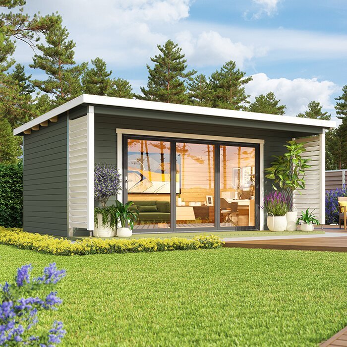 Orello – Maison de jardin moderne en bois avec portes pliantes panoramiques