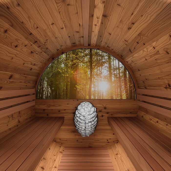 Sauna tonneau en bois thermotraité