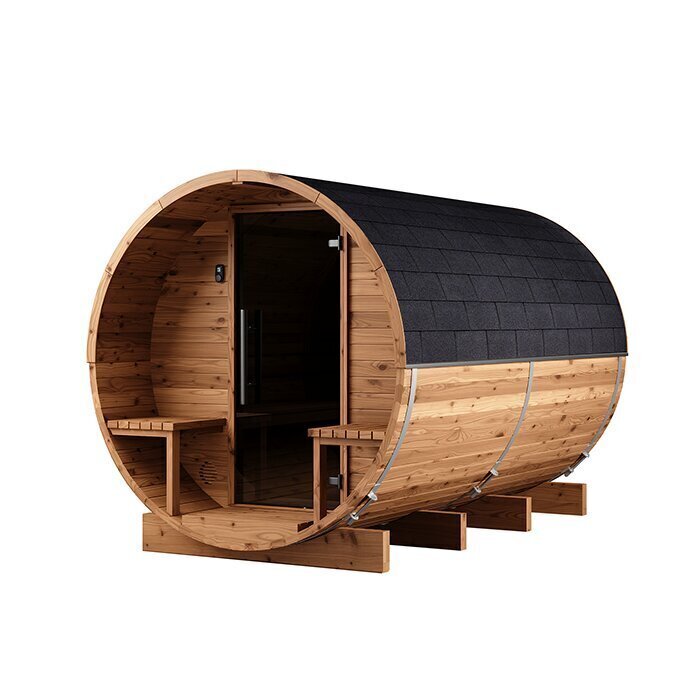 Sauna tonneau en bois thermotraité