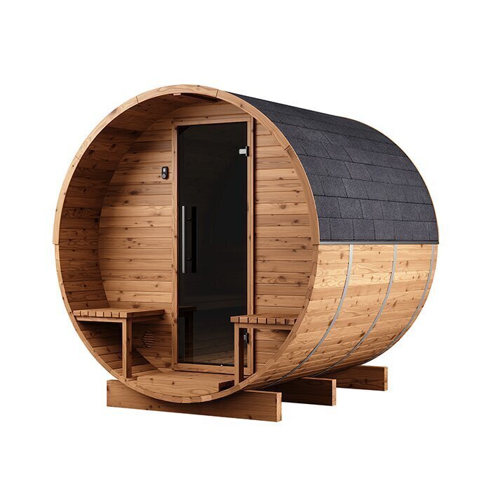 Sauna tonneau en bois thermotraité