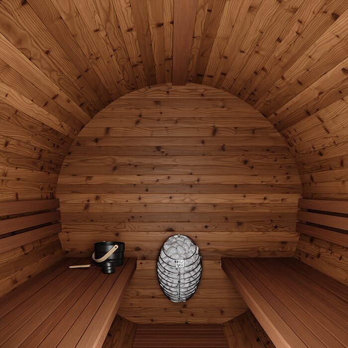 Sauna tonneau en bois thermotraité