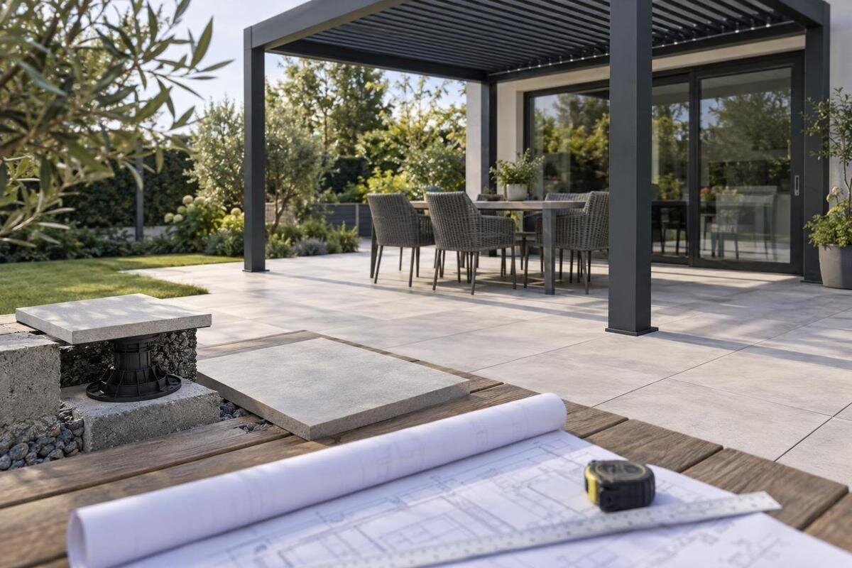 Fondazioni per pergola sotto un pavimento in gres: cosa pianificare