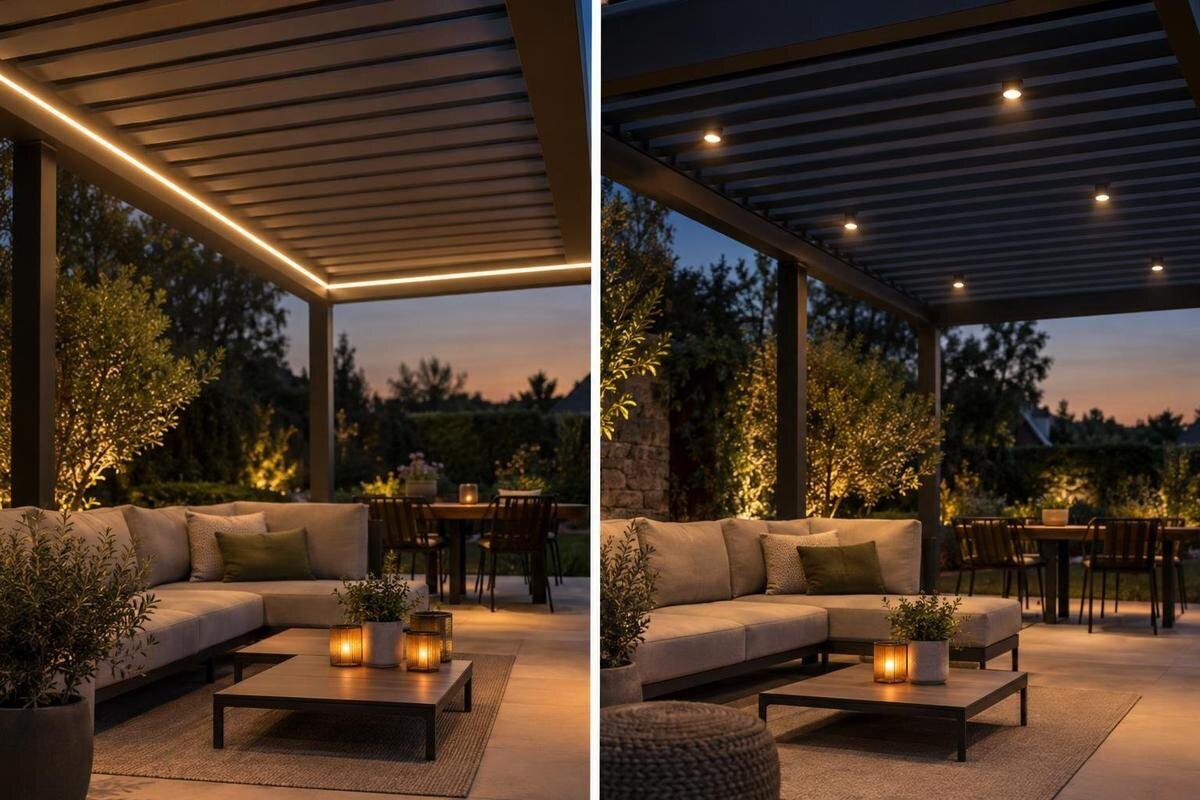 Strisce LED o faretti sotto una pergola?