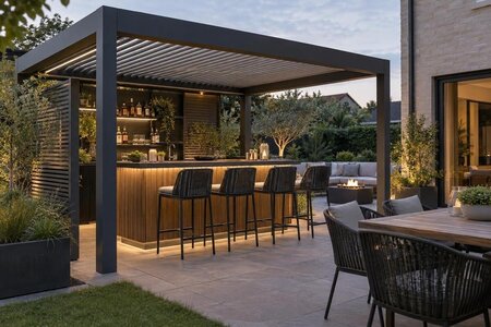 Come progettare una pergola attorno a un bar in giardino