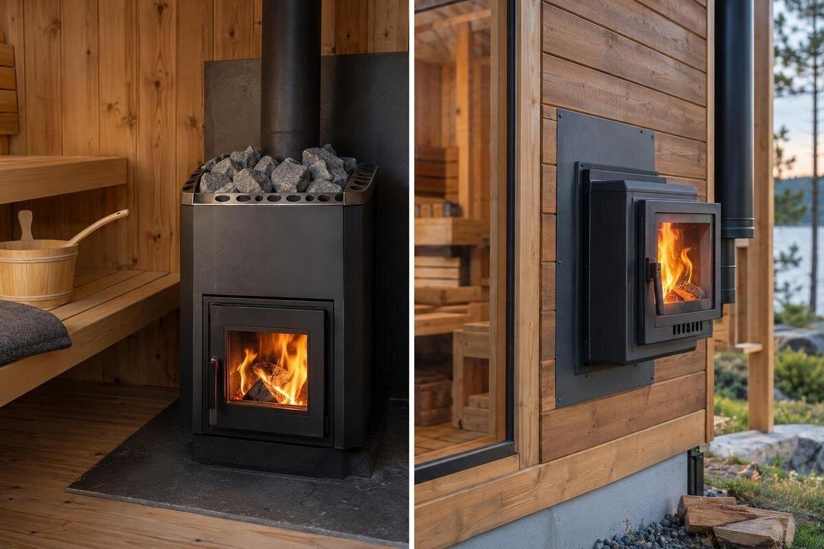 Stufa per sauna a legna: carico interno o esterno?