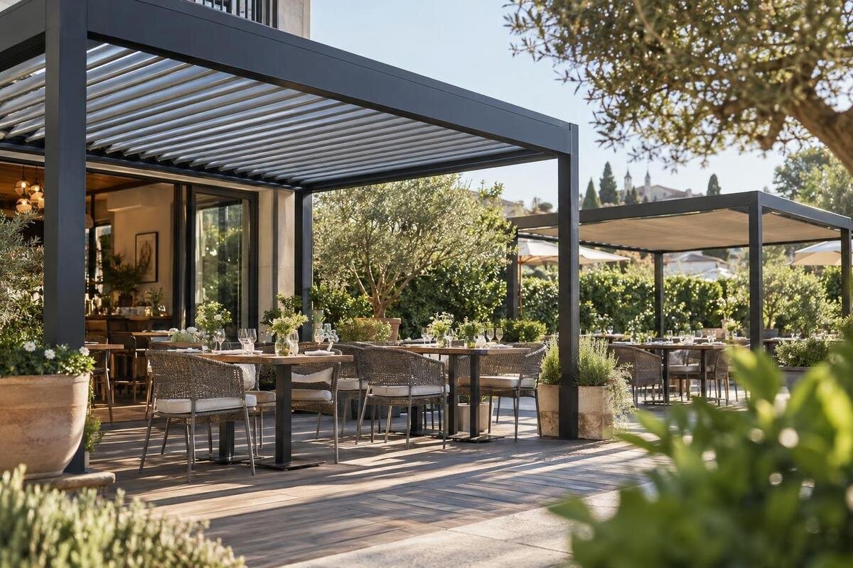 Acquistare una pergola per la terrazza di un ristorante o di un bar