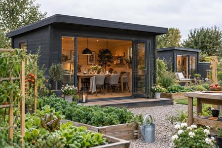 Das passende Gartenhaus für gemeinsame Mahlzeiten und Gartenfeste kaufen