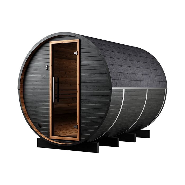 Sauna tonneau en bois thermo-traité