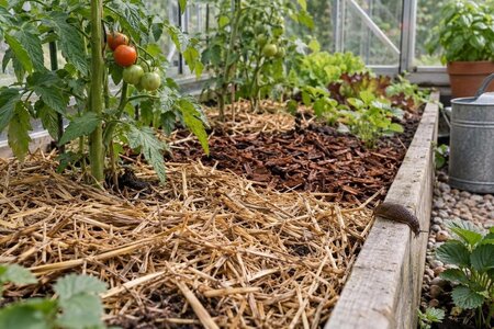 Siltumnīcas dobju mulčēšana: materiāli, mitrums un gliemežu risks
