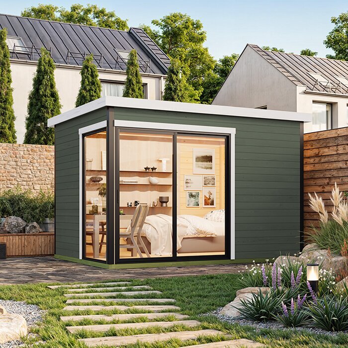 Modano – Modern garden shed with adaptable glazed front and Nordic design