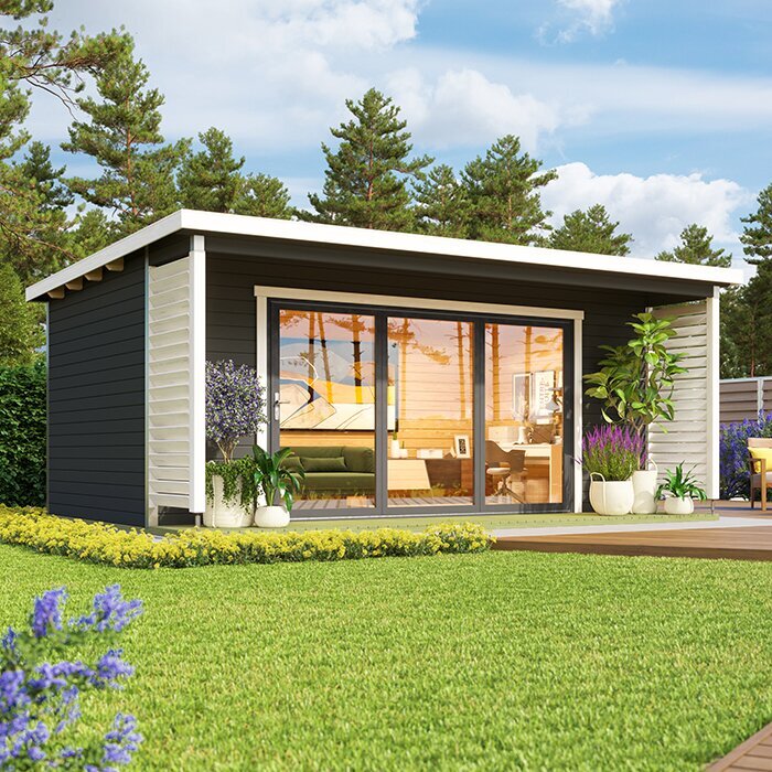 Orello – Modern houten tuinhuis met panoramische vouwdeuren