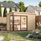 Modano – Modern houten tuinhuis met verstelbare glazen gevel en Scandinavisch design