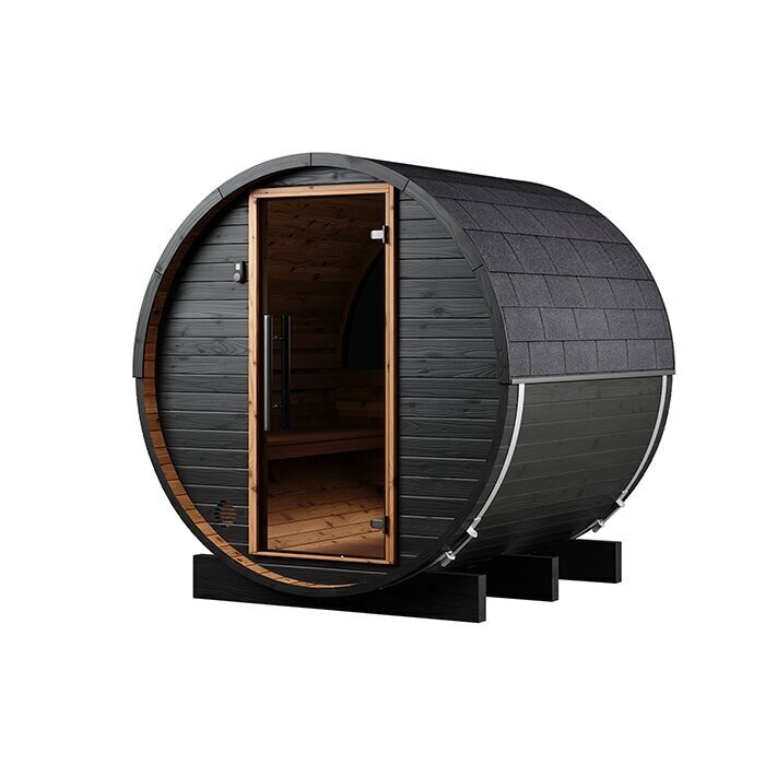Ton-sauna van thermisch gemodificeerd hout
