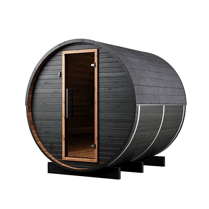 Ton-sauna van thermisch gemodificeerd hout