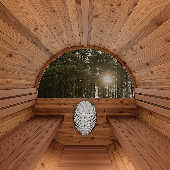 Ton-sauna van thermisch gemodificeerd hout