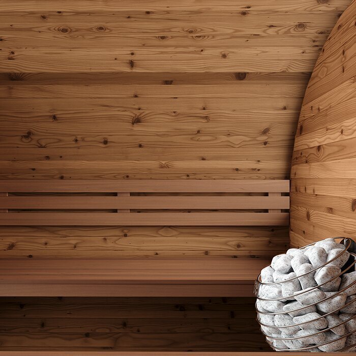 Ton-sauna van thermisch gemodificeerd hout