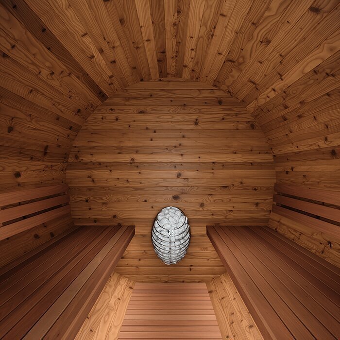 Ton-sauna van thermisch gemodificeerd hout
