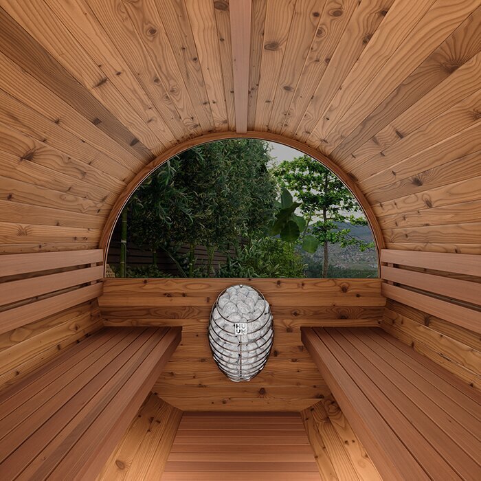 Ton-sauna van thermisch gemodificeerd hout