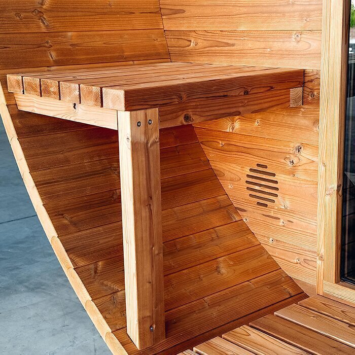 Ton-sauna van thermisch gemodificeerd hout