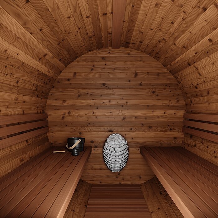Ton-sauna van thermisch gemodificeerd hout