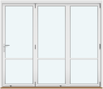 3 panelen met 1 horizontale roede, schuift naar rechts